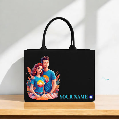 Custom Love Themed Couple Tote Bag Personalized Print