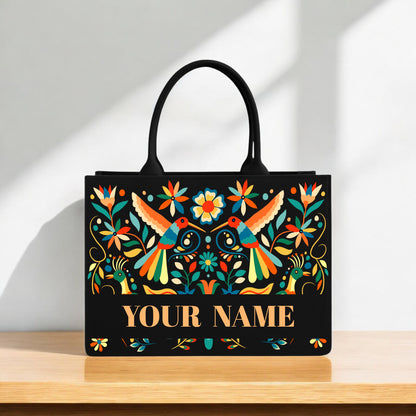 Handcrafted Bird & Floral Print Personalized Tote Bags for Stylish Everyday Use