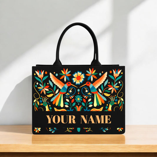 Handcrafted Bird & Floral Print Personalized Tote Bags for Stylish Everyday Use