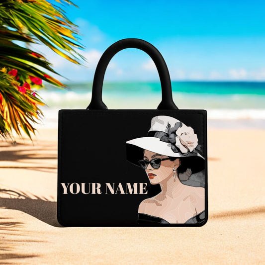 Elegant Canvas Tote Bag with Custom Name Print (10 x 12 inch) Premium Eco-Friendly Handba