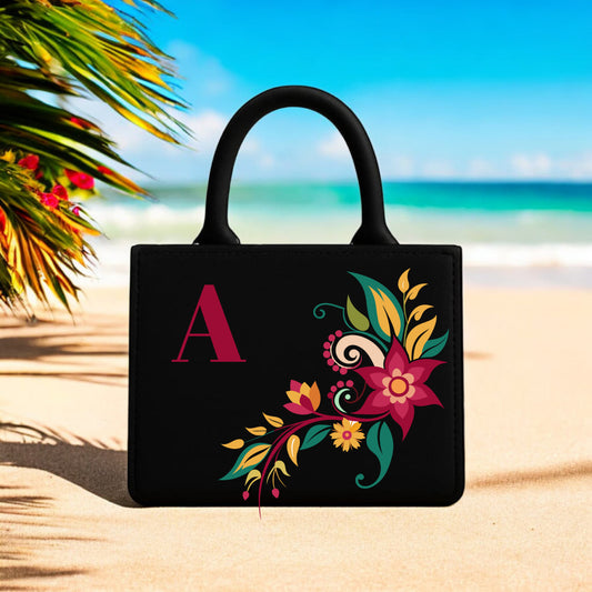 Floral Bloom Canvas Tote Bag Custom with Artistic Flower Design Handbag for Women 10 x 12 Inch