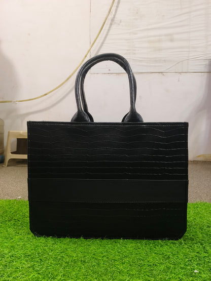 Croco Leather Bag (Black)