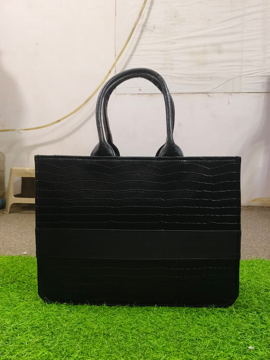 Croco Leather Bag (Black)