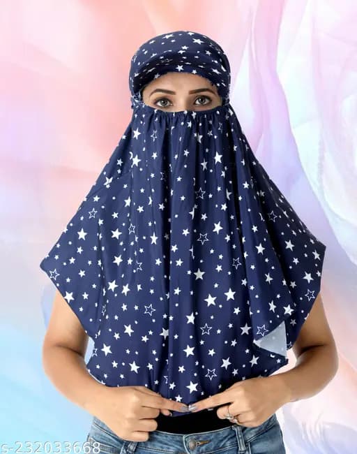 Cotton Cap Scarf with Double Star Art Print