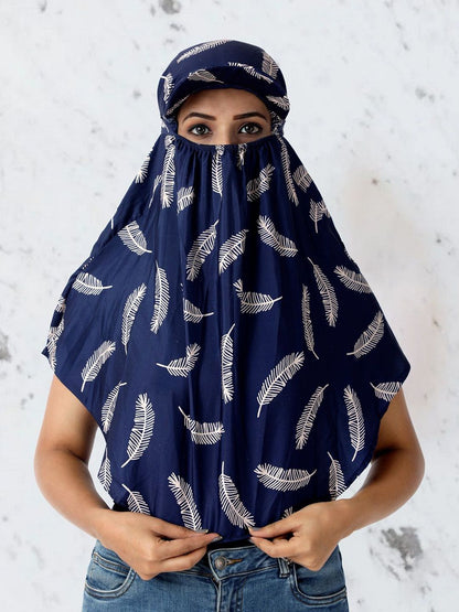 Cotton Cap Scarf with White Feather Art Print