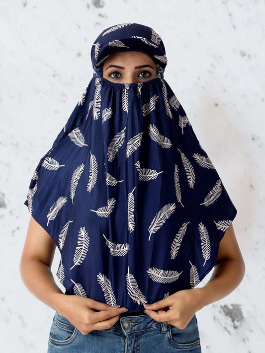 Cotton Cap Scarf with White Feather Art Print