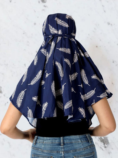 Cotton Cap Scarf with White Feather Art Print