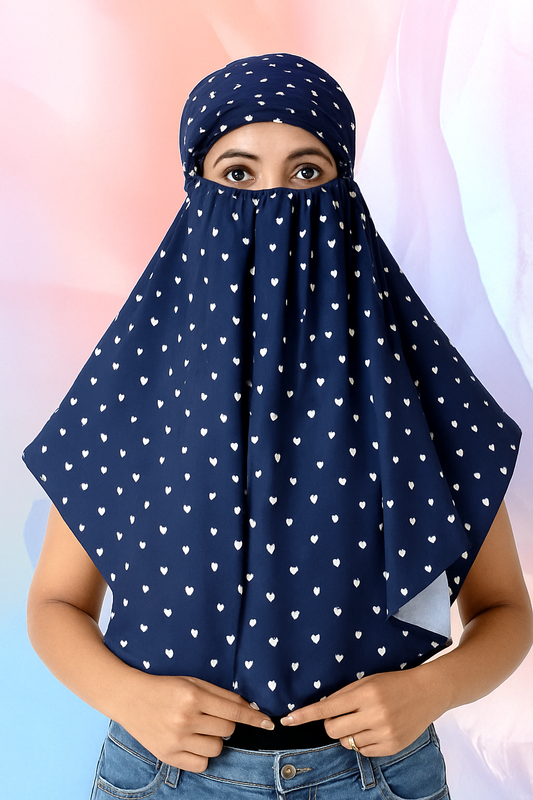 Cotton Cap Scarf with White Heart Art Print