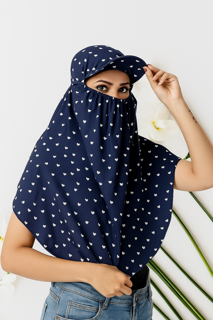 Cotton Cap Scarf with White Heart Art Print