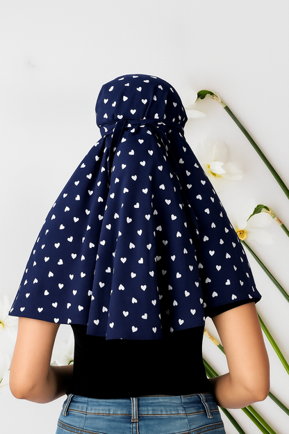 Cotton Cap Scarf with White Heart Art Print