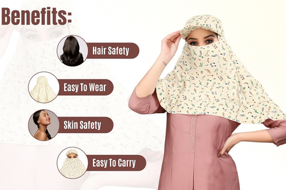 Cotton Cap Scarf with Musical Note Print