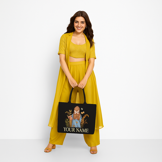 Elegant Memories Personalized Tote Bags  Custom Floral Art Bags with Name Print
