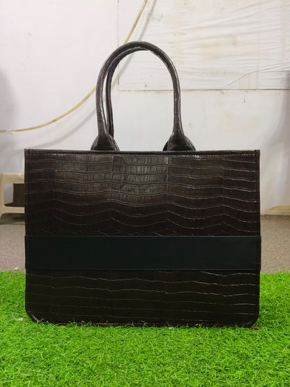 Croco Leather Bag  (Mustard)