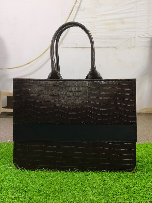 Croco Leather Bag  (Mustard)