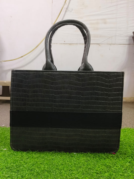 Croco Leather Bag (Dark Grey)