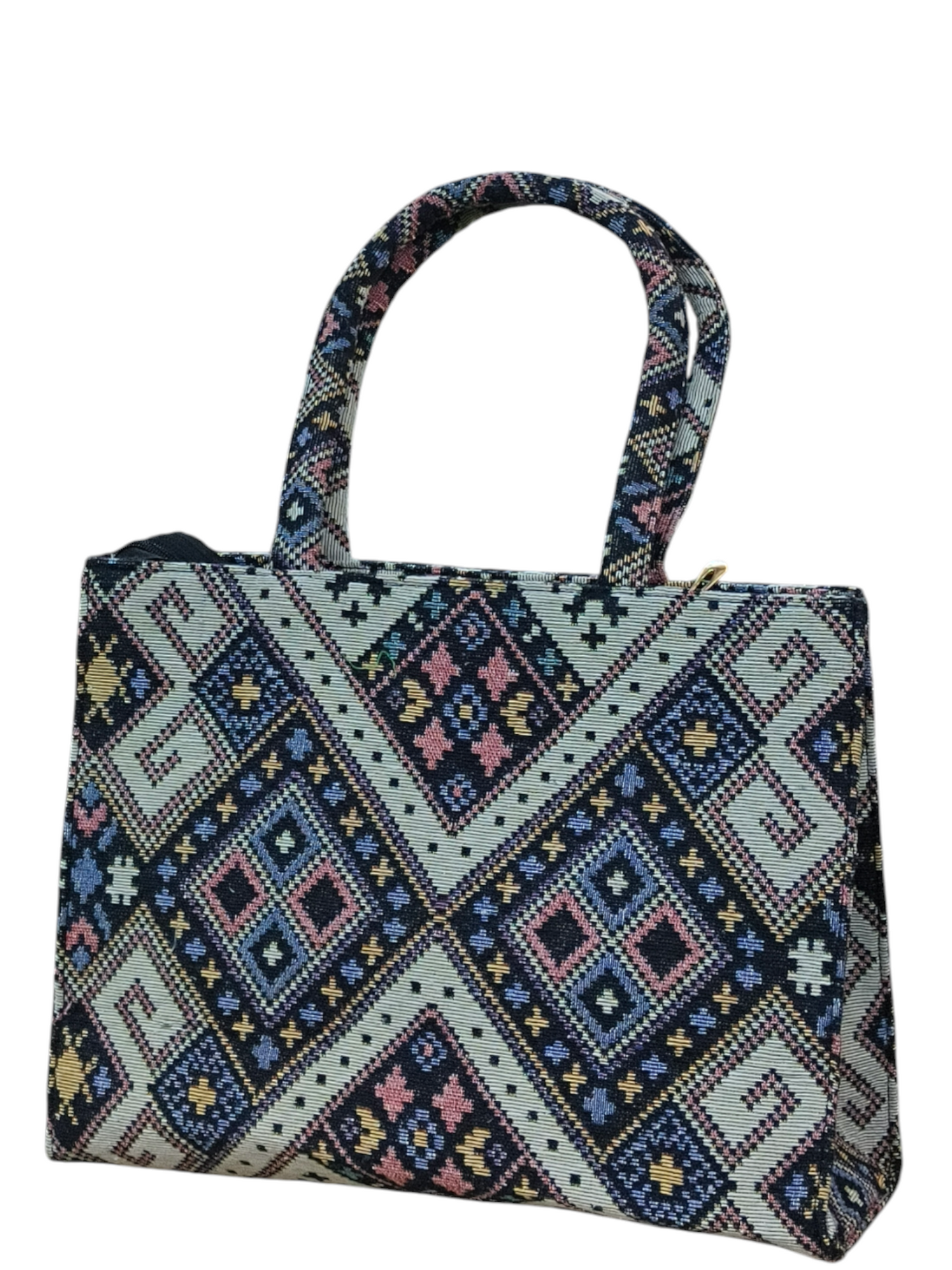 Premium Jacquard Printed Tote Bag for Women | Ethnic Geometric Pattern Handbag | 14"x11" Stylish Shoulder Bag | Durable Fabric Carry Bag for Daily Use, Shopping & Office