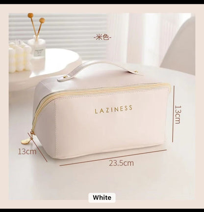 Chocolate Cosmetic Leather Pouch (Cream)