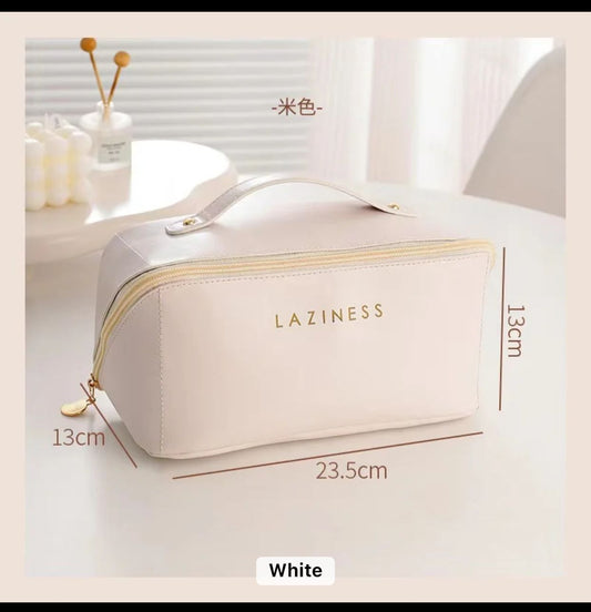 Chocolate Cosmetic Leather Pouch (Cream)