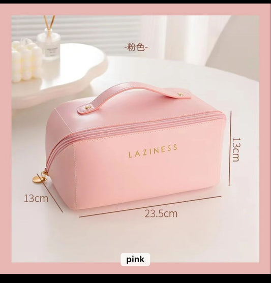 Chocolate Cosmetic Leather Pouch (Pink)