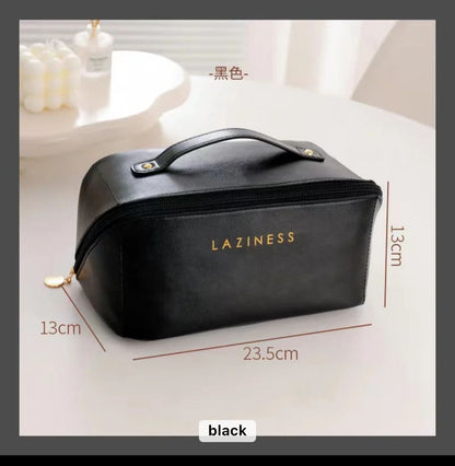 Chocolate Cosmetic Leather Pouch (Black)