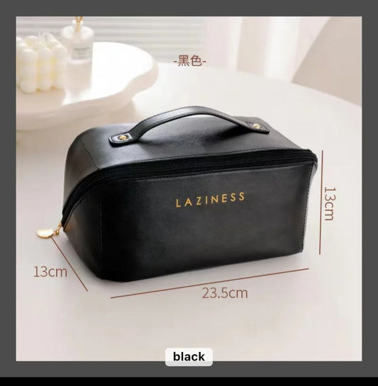 Chocolate Cosmetic Leather Pouch (Black)