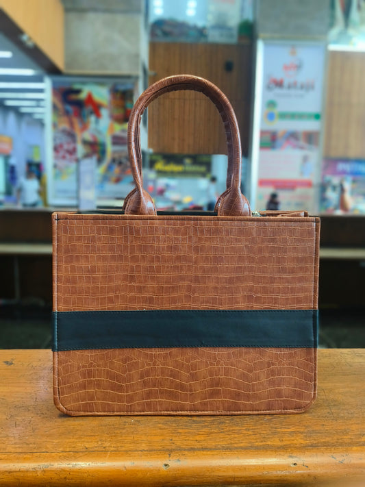 Croco Leather Bag  (Brown)