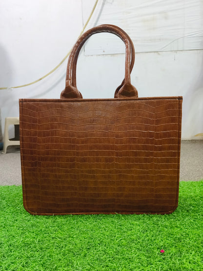 Croco Leather Bag  (Brown)