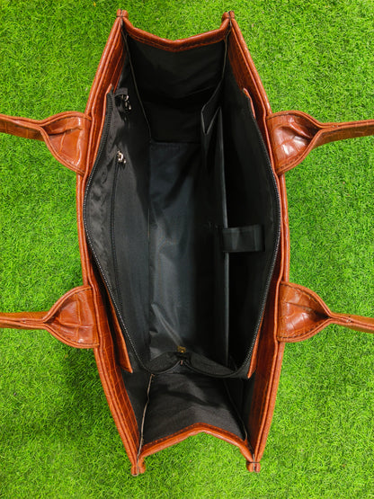 Croco Leather Bag  (Brown)