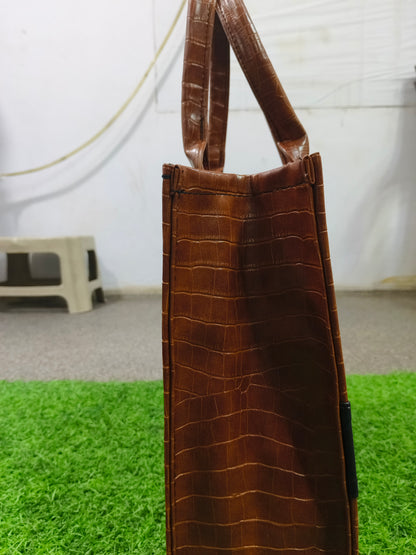 Croco Leather Bag  (Brown)