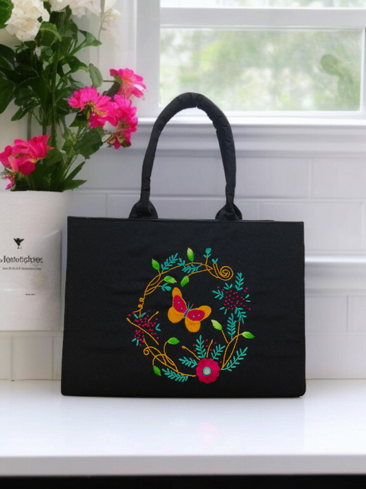 Handwork Butterfly Embroidered Tote Bag – Elegant, Spacious & Sustainable