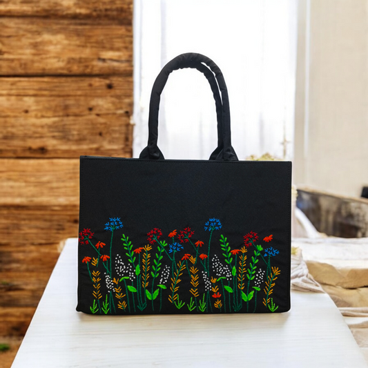 Handwork Floral Embroidered Tote Bag – Elegant, Spacious & Eco-Friendly