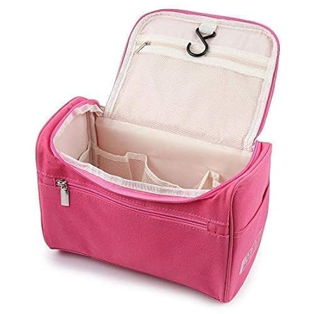 Premium Hanging Travel Toiletry Bag for Women and Men Travel Bag Toiletry with Expandable Compartments and Detachable TSA Friendly Clear Pouch (Pink)
