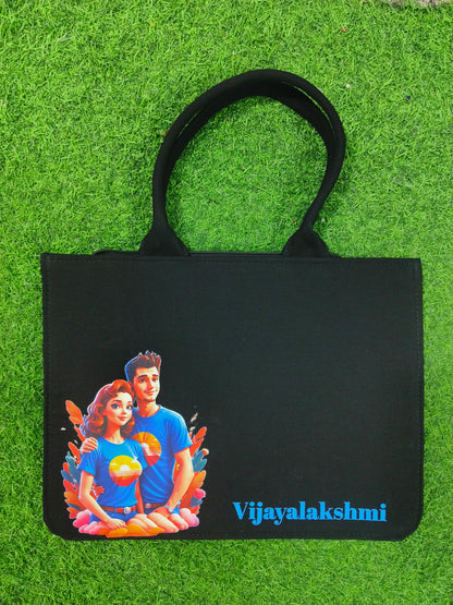 Custom Love Themed Couple Tote Bag Personalized Print