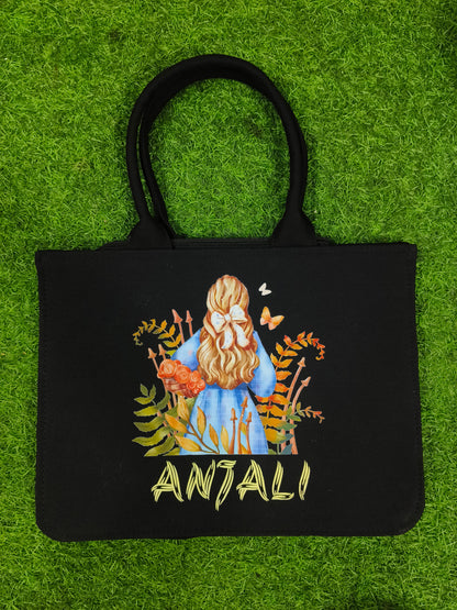 Elegant Memories Personalized Tote Bags  Custom Floral Art Bags with Name Print
