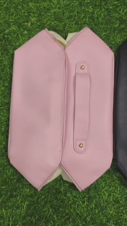 Chocolate Cosmetic Leather Pouch (Pink)