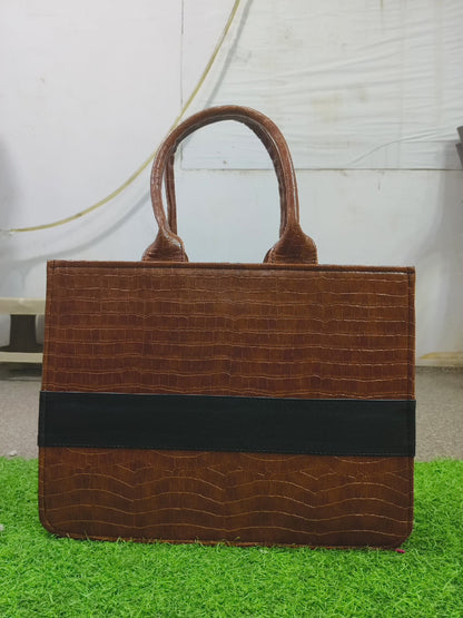 Croco Leather Bag (Black)